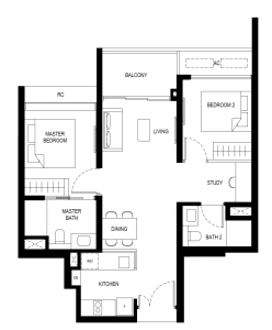 lentor-hills-residences-floor-plan-2-plus-study-(2+1)a-singapore